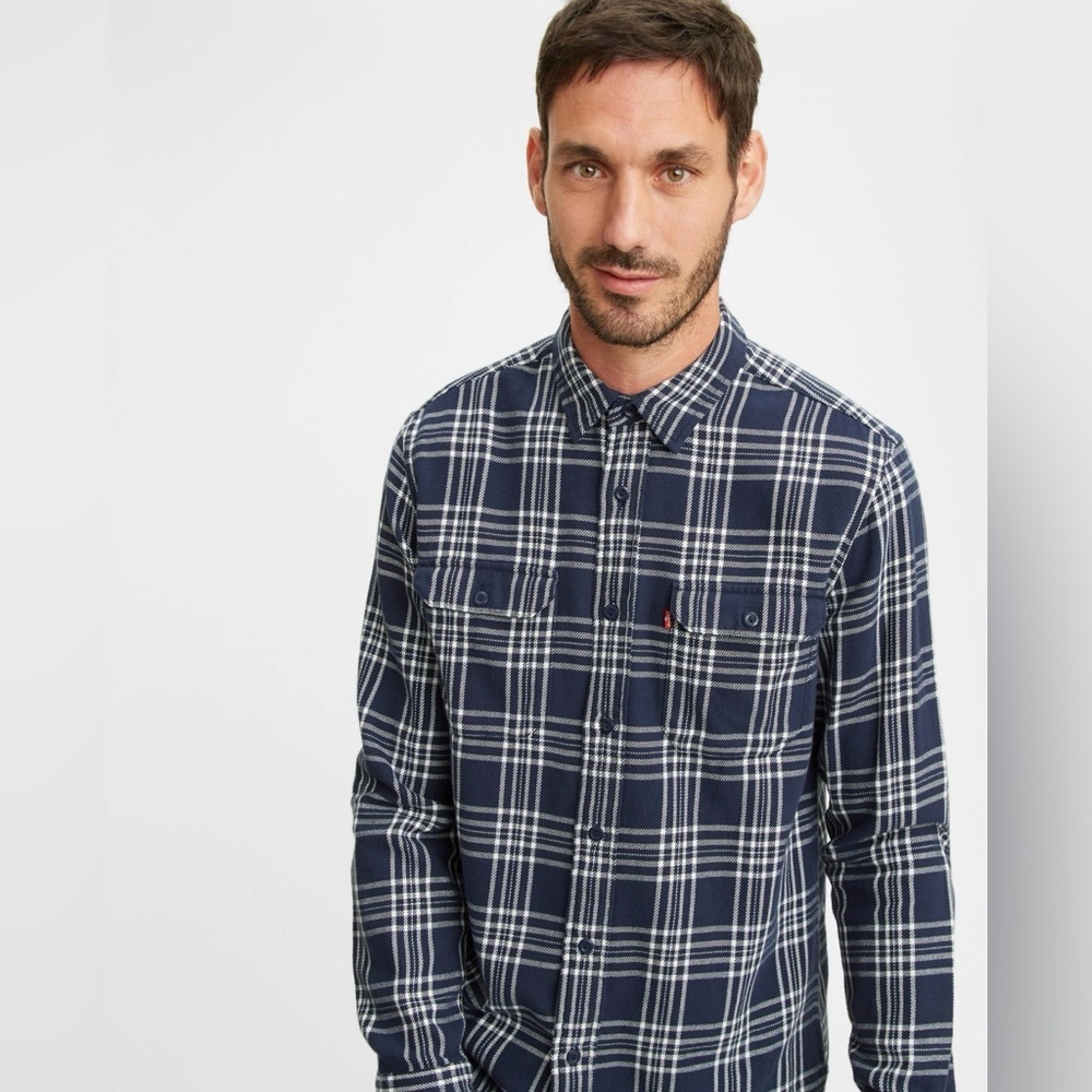 Levi’s Men’s Blue Plaid Long Sleeve Button Down Shirt Size Medium
